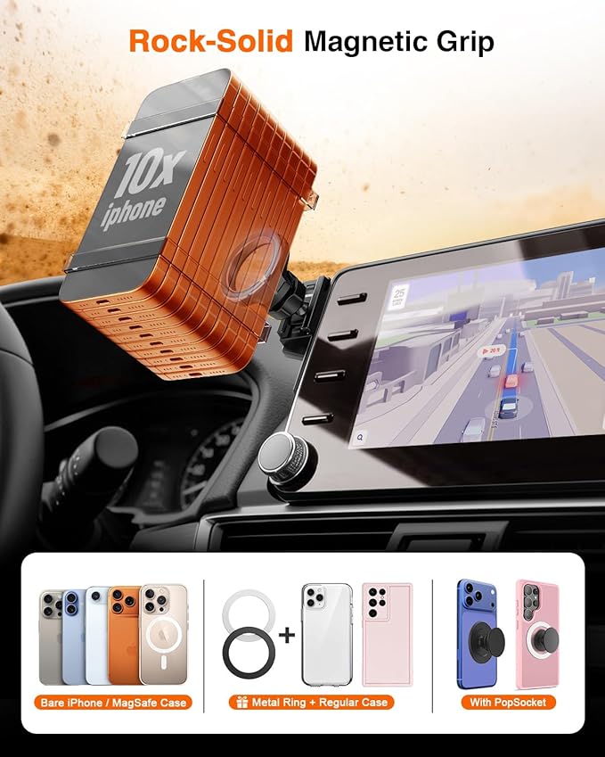 Magnetic Phone Holder for Honda Accord 2018 2019 2020 2021 2022 (10th Gen): for Magsafe Car Screen Mount Accessories Compatible with Touchscreen, All Phone iPhone, 360° Rotation Dashboard Stand