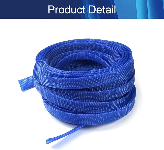 Aicosineg Cable Sleeve Braided Sleeving PET Wire Loom Tubing Cable 32.81ft-5/9inches Wrap Protector for USB Video Power Cord Audio Cable Protect Wires from Chewing of Pets Blue