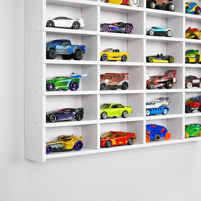 Toy Car Display Shelf, Holds 40 Diecast 1/64 Toys Car, Wall Mount Model Cars Storage Organize Case