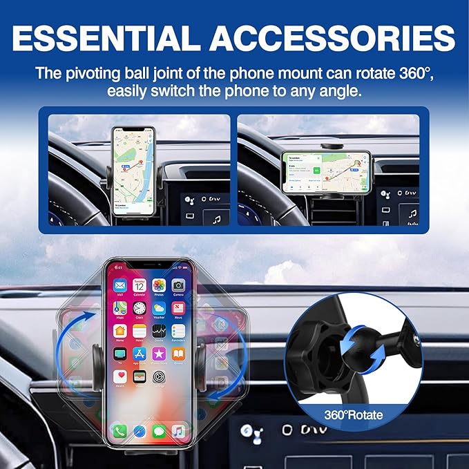Autorder Car Phone Holder for Chevy Chevrolet Silverado 1500 2022-2026/2500HD 3500HD 2024-2026 Accessories Phone Mount 13.4-Inch Screen Cell Phone Automobile Cradles Hands-Free 360 Degree Rotation