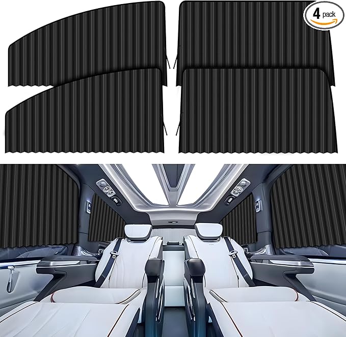 ZATOOTO Blackout Window Shades 4 Pack - Magnetic Sun Shade for Side Windows, Privacy Car Blind Curtains, Baby, Pet, Camping, Travel