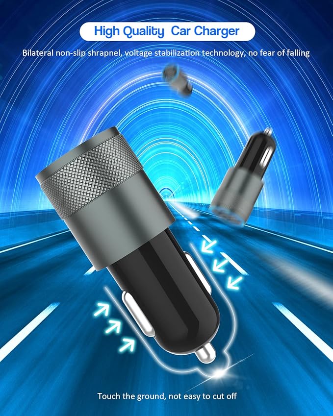 Apple MFi Certified iPhone Car Charger, 3.4A Fast Charge Dual Port USB Cargador Carro Lighter Adapter, Metal Cigarette Lighter [2Pack] Lightning Cable for iPhone/iPad/Airpods