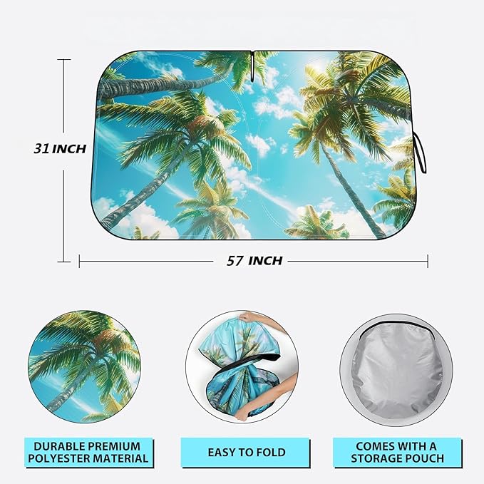 Windshield Sun Shade - Car Windshield Sun Shade for UV Protection Heat Reduction 2026 Sun Visor for Car Interior (57"x31")