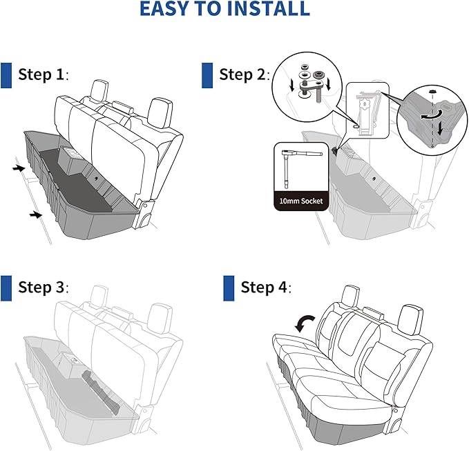 oEdRo Upgraded Under Seat Storage Box Fit with 2019-2026 Chevy Silverado/GMC Sierra 1500, 2020-2026 Silverado/Sierra 2500HD 3500HD Double Cab & Crew Cab, 2-in-1 Underseat Storage Black Tool Box