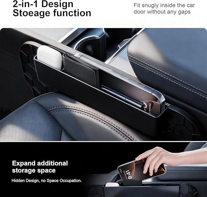 2-in-1 Car Steering Wheel Desk Tray & Car Seat Gap Filler Organizer – Silicone Look Table for Laptop, Eating Food, Writing – Work Road Trip Essentials Accessories（red）