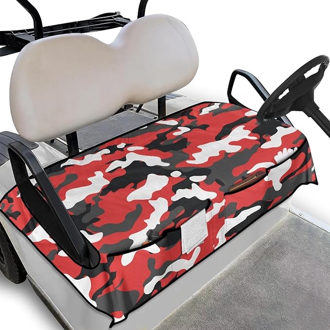 Universal Golf Cart Seat Cover with 4 Pockets Soft Golf Cart Seat Towel Blanket Fits 2-Seat Golf Carts