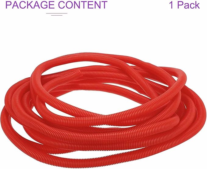 DMiotech 50ft Wire Loom Split Tubing 1 Inch(25.4mm) ID, Cord Protectors from Pet Flexible Conduit Cable Management for Office Home Garden, Red