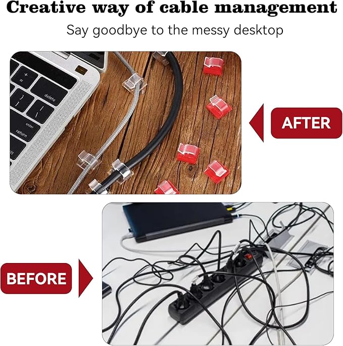 5/8 in Adhesive Cable Clips, 60pcs Outdoor Light Clips, Cord Clips, Sturdy Wire Clips, Finisher Wire Clamp for Home, Car, Office Wire Management Clips (Clear, 5/8"-60PCS)