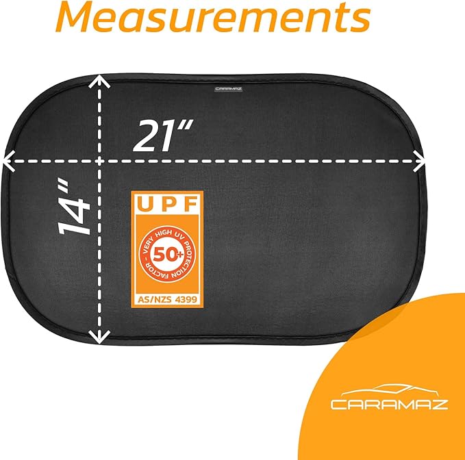 CARAMAZ Car Window Shade for Baby with Certified UV-Protection 2 Pack - 21"x14"