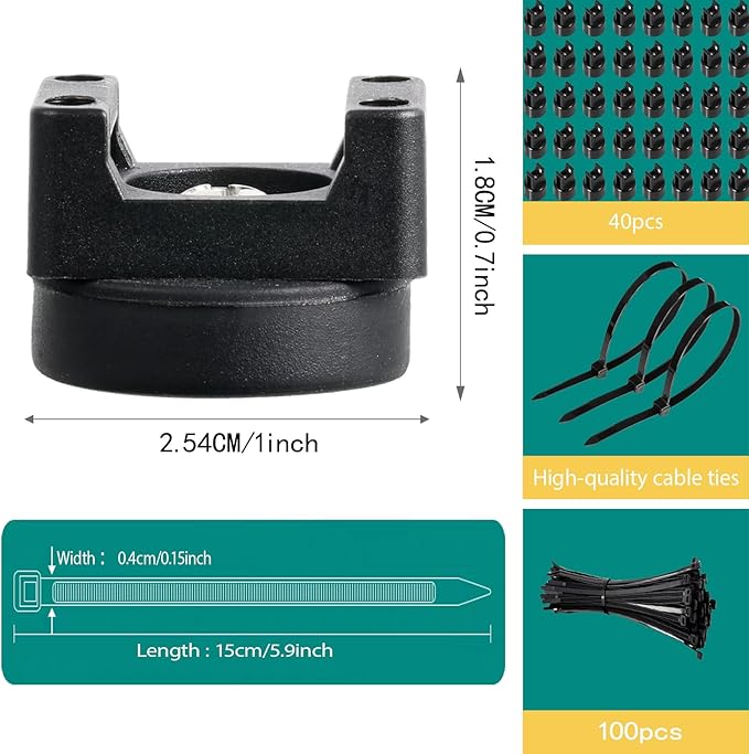 zbab1 Magnetic Zip Tie Mount Base, 35LBS Strong Magnetic Wire Holder & Cable Clips,Magnetic cable management for cars, offices, homes, and boats Diameter 25mm, 40 Pcs