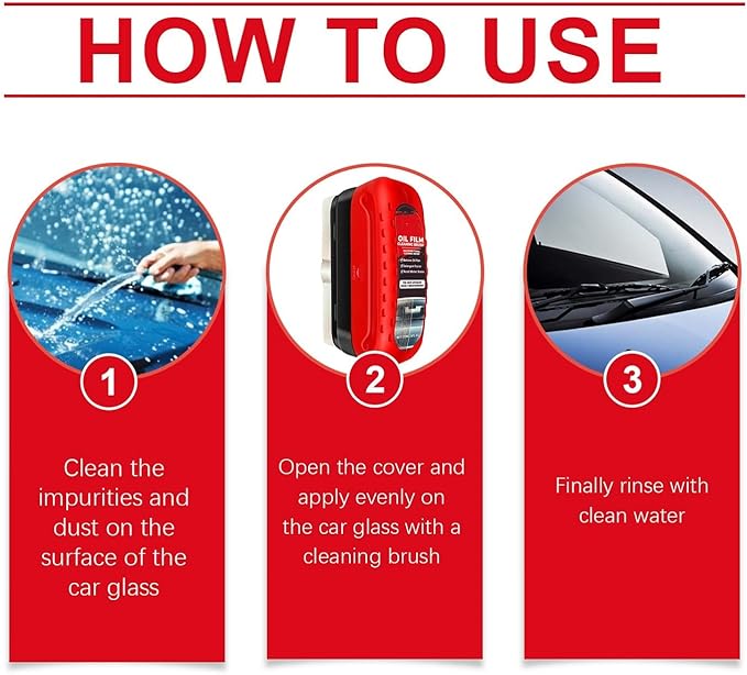 LOYOTICE 2Pc Automotive Oil Film Cleaning Brush, Windshield Cleaner for Car Windows & Glass, Glass Oil Film Remover for Car, Clear Vision Glass Cleaner, Anti-Rain & Anti-Fog Coating, Improves Clarity