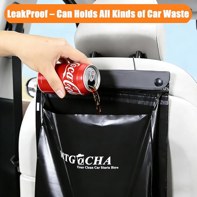 Disposable Car Trash Bags Hanging (Set of 20) - Leak-Proof, Smell-Proof, 18 x 12Inches Recycled Car Garbage Bags, Automobile Trash Container, Road Trip Essentials, Black-Large