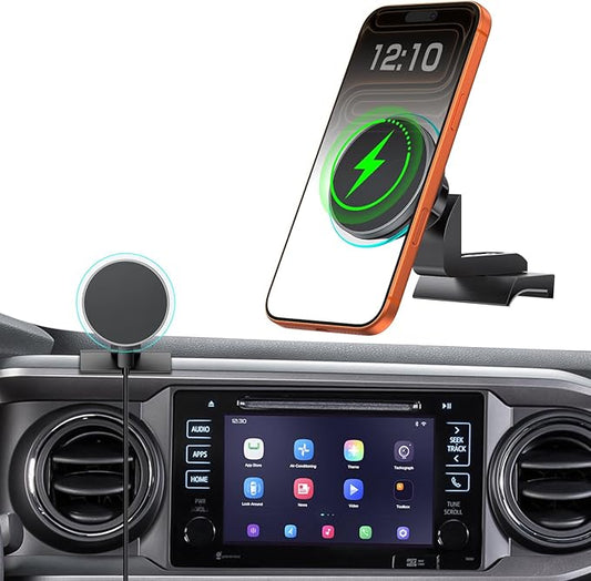 Magnetic Phone Mount with 15W Fast Charging for Toyota Tacoma 2016–2023, 22 Strong Magnets, Rock-Solid Hold on Rough Roads