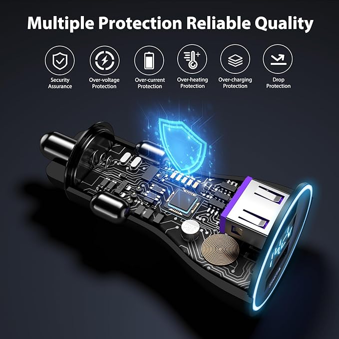 Car Charger for SuperVooc 100W 80W for OnePlus 13 15 13R 12R 12 11 10 Pro, 65W Charger for OnePlus Nord N30 N100 Open Pad 9 Pro 8 7T 6T 6 LED Display Dual USB Car Charge Adapter 3.3FT Fast Cable
