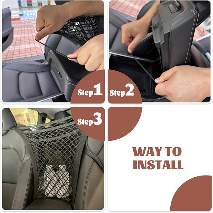 KVI Pet Car Barrier Mesh Net - Universal Fit for Cars/SUVs/Trucks, Tesla Model 3/Y/X Compatible Stretchable Storage Organizer Crash Tested Dark Black