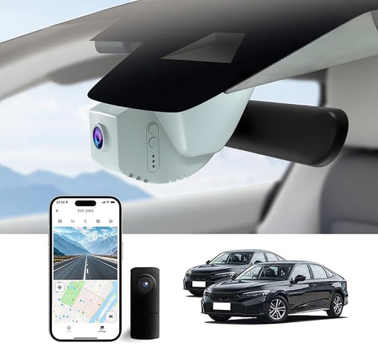 Dual Channel 4K & Rear 1080P Dash cam for Honda Civic(Grey), 22-26 Type R Sport LX EX Touring,Easy Installation,OEM-Style,Collision Detection,Loop Recording,WiFi & App,128G Card