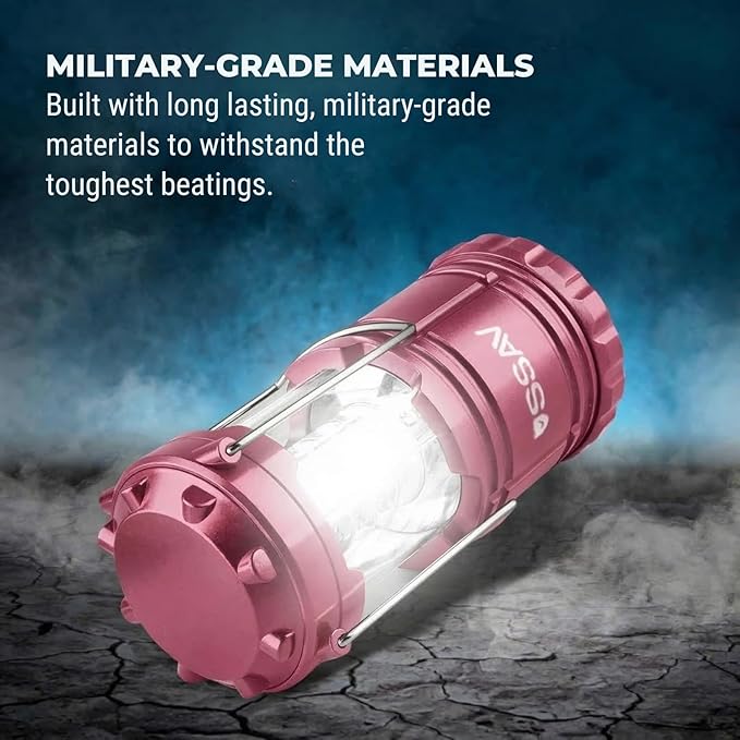2 Pack LED Camping Lantern, LED Lanterns, Suitable Survival Kits for Hurricane, Emergency Light for Storm, Outages, Outdoor Portable Lanterns, Pink, Collapsible | Batteries Included