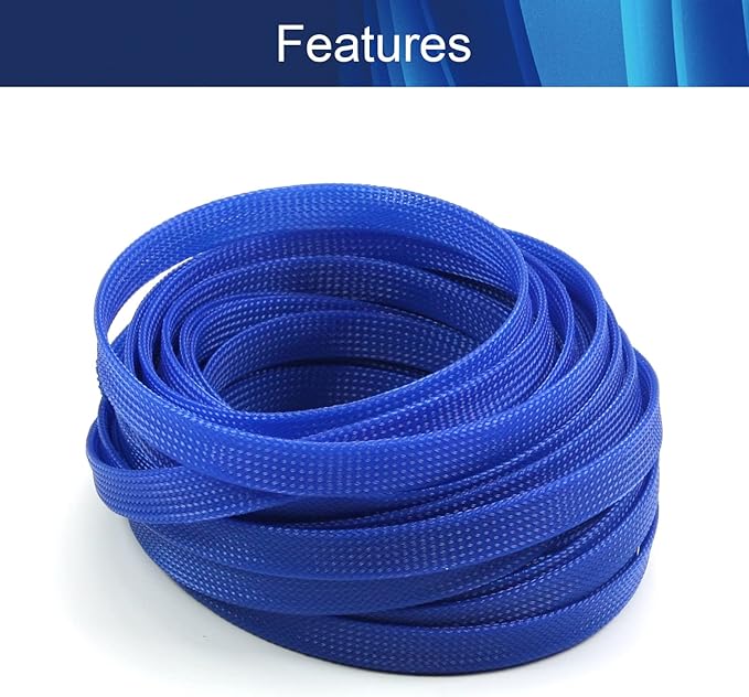 Aicosineg Cable Sleeve Braided Sleeving PET Wire Loom Tubing Cable 32.81ft-4/9inches Wrap Protector for HiFi Audio and Video Headphone Cable Protect Wires from Chewing of Pets Blue