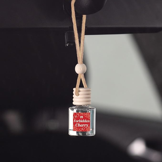 C&E Craft Co Hanging Car Air Freshener Diffuser 2 Pack, Long Lasting Fragrance Oil Car Freshener, Glass Bottle Auto Air Freshener, Made in USA (Forbidden Cherry)