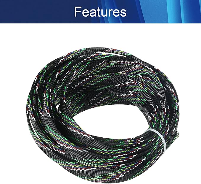 Aicosineg Cable Sleeve Braided Sleeving PET Wire Loom Tubing Cable 32.81ft-2/5inches Wrap Protector for HiFi Audio and Video Headphone Cable Protect Wires from Chewing of Pets Multicolor