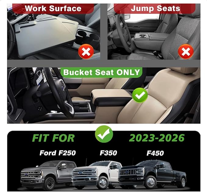 Muslogy Center Console Organizer For 2023-2026 Ford F250 F350 F450 Super Duty Accessories Custom Fit Storage Box Divider(Fit with OEM Tray), Fits Bucket Seats Only, Not for Work Surface Console(Brown)