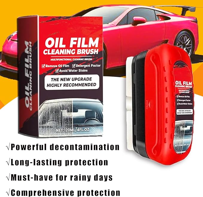 Clear Vision Windshield Cleaner Clearvision Glass Cleaner Clear Vision Glass Cleaner Automotive Oil Film Cleaning Brush Windshield Oil Film Remover Improving Windshield Clarity & Visibility