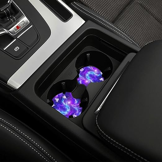 Car Trash Bag Purple Galaxy Hanging Back of Seat Car Portable Trash Bag Purple Galaxy Waterproof One-Handed Portable Strap Drawstring Garbage Bags with 2 Pieces Car Coasters