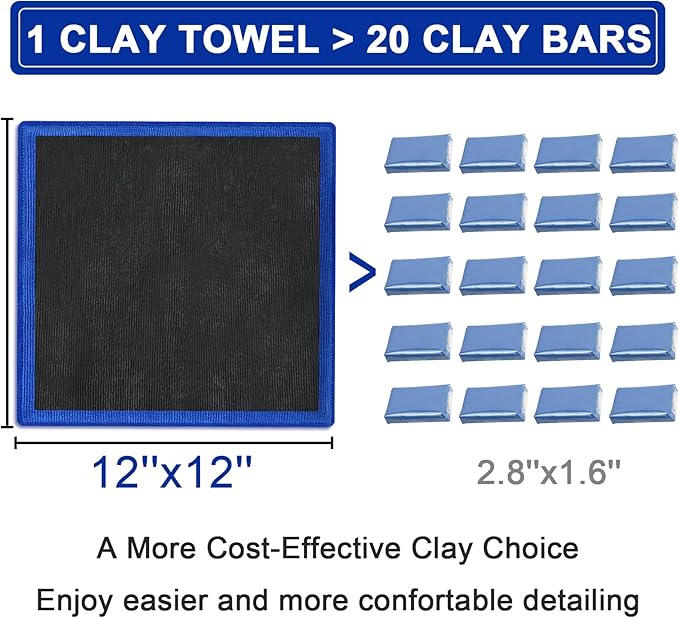 Clay Towel Auto Detailing 1 Pack, Fine Grade Microfiber Chamois Towel for Car DIY Detail, Clay Bar Alternative for Car Detailing(Blue)