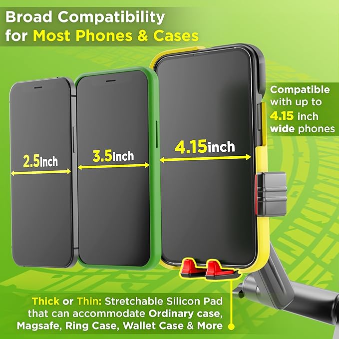 Cell Phone Mount for Truck Phone Holder for Truck Drivers - Heavy Duty Suction Cup + Dashboard Pad, iPhone Holder for Dashboard Window 16.9 inch Long, for iPhone & Samsung, Big Rig Trucker, Red
