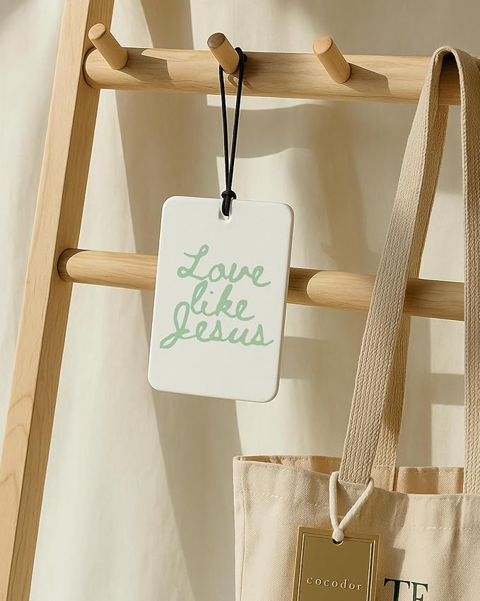 Green Coquette Bow Floral Christian Car Air Freshener 4 Pcs, Preppy Girly Religious Hanging Air Freshener for Cars Closet Drawer Books, Cute Christian Car Accessories Mirror Decor for Women