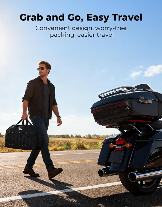 KEMIMOTO Rear Trunk Organizer Travel Soft Liner Luggage Bag 28L Compatible with Touring CVO Trike 1993-2025 Models for Street Glide Road Glide Road King (Standard Storage)