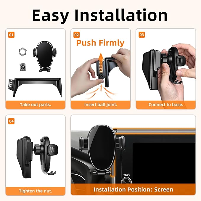 Car Phone Holder for Toyota RAV4 (2019-2024 2025,7/8inch),Screen Phone Mount,360 Phone Holder Rotating,Hands Free Mobile Holder,Car Mount for iPhone,Samsung & Android,2023 RAV-4 Interior Accessories