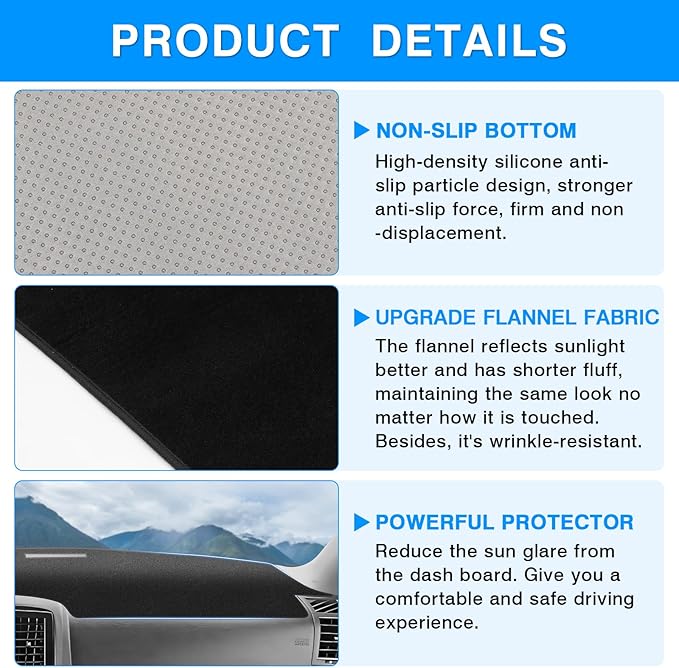Autorder Dashboard Cover Mat for Chrysler 300 300C 2005-2010 Accessories Dash Cover Upgrade Flannel Dash Mat Sunshade Glare UV Rays Protector