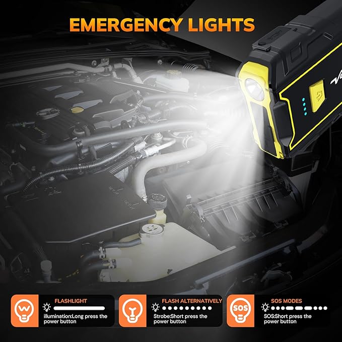 4000A Portable Jump Starter for Car, 12V Jump Box for Engine Max 7.0L Gas/5.5L Diese, Jumper Starter Battery Charger Pack with LED Flashlight & USB Port