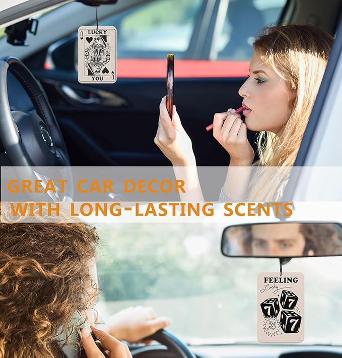 Vintage Cute Car Air Freshener, Black Preppy Car Accessories Hanging 3Pcs, Cherry Car Mirror Decor Girly Lucky Queen New Cars Scents, Retro Preppy Gifts Cars Decoration for Women Girls(Lavender)