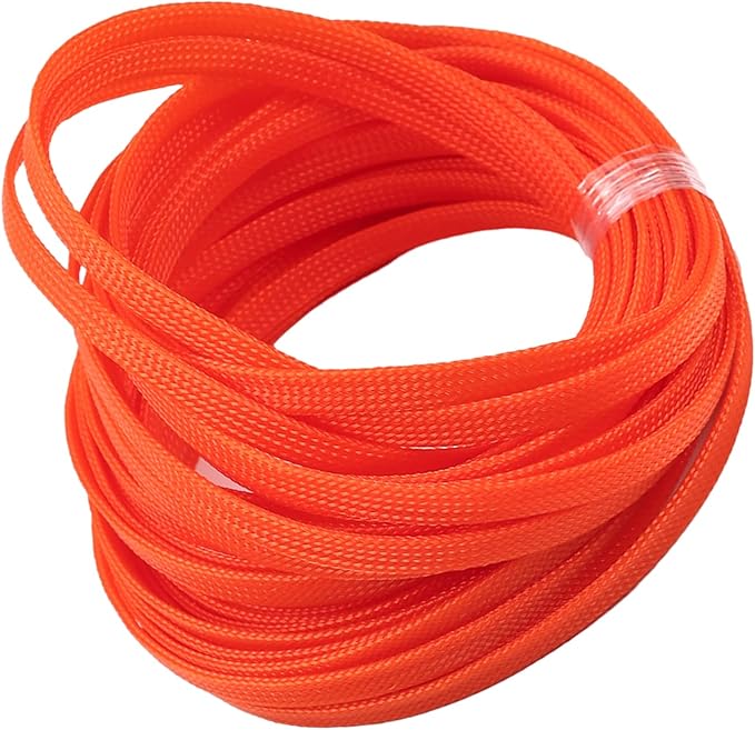 Aicosineg 32.81FT PET Braid Cable Sleeving Flexible Wire Mesh Sleeve Wire Braided Protective Sleeve 0.33inch Wrap Protector for Power Cord Protection Flame Retardant Cable Manage Orange