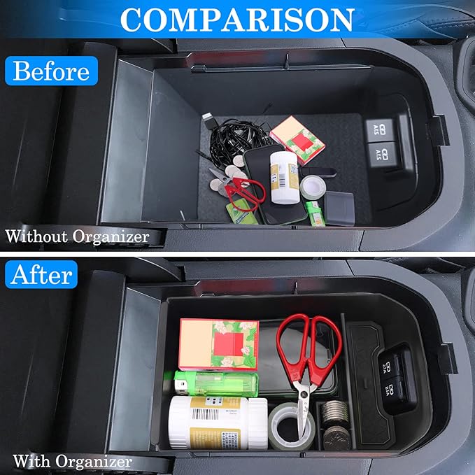 DIAMOOKY Upgraded Center Console Organizer Compatible with Toyota RAV4 2025 2024 2023 2022-2019 Interior Accessories, Armrest Storage Box, Dash Storage Tray(Not for New 10.5'' Multimedia Display)-3pcs