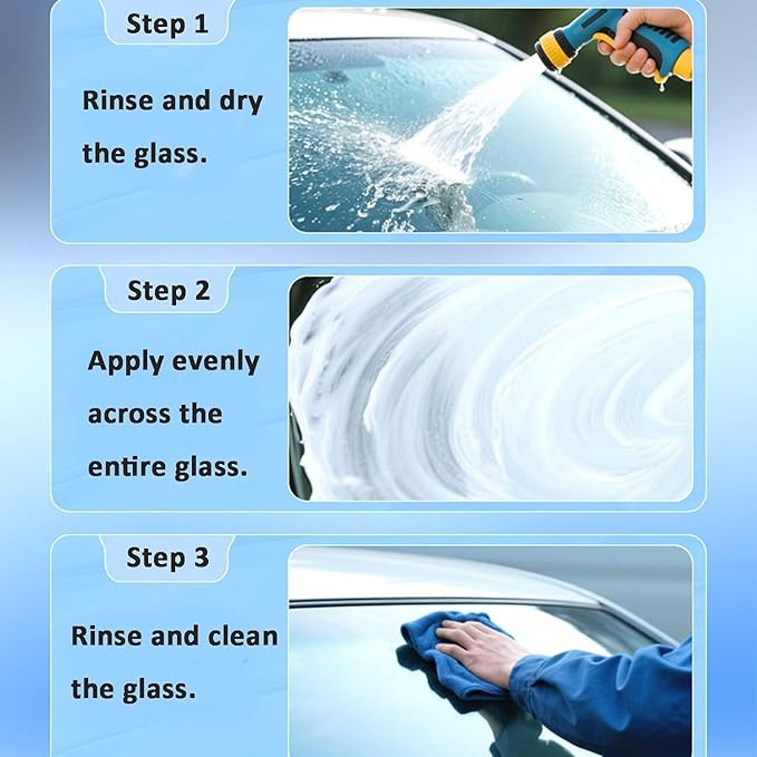 Glass Oil Film Remover for Car, Glass Emulsion Cleaner, Cleaning Board Removes Oil Film & Smudges, Improve Windshield Clarity for Safe Driving