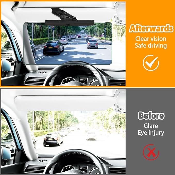 Sun Visor Extender for Cars，Adjustable Car Visor Extender Sun Blocker(UV400) ，Polarized Car Sun Visor，Safe Driving Extension for Glare，Clip on Sun Visors for Cars, Universal (Universal, L)
