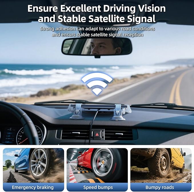 for Starlink Mini Car Mount for Dashboard, for Starlink Mini Suction Cup Mount for Dashboard & windshield, Secure Mounting Kit for Most Vehicles and Ensures Stable Driving and Satellite Signal