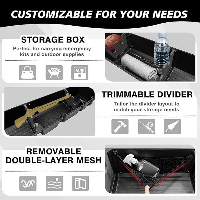 VaultsOnWheels Under Seat Storage Box Compatible with 2026 2025 2024 2023 2022 2017-2021 Honda Ridgeline Accessories Custom Fit Durable Detachable Rear Underseat Organizer