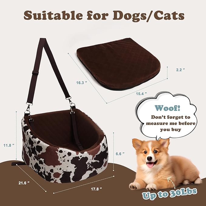 Dog Car Seat for Small & Medium Dogs - Crash-Protective, Non-Slip, Protects Car Interior, Detachable & Washable