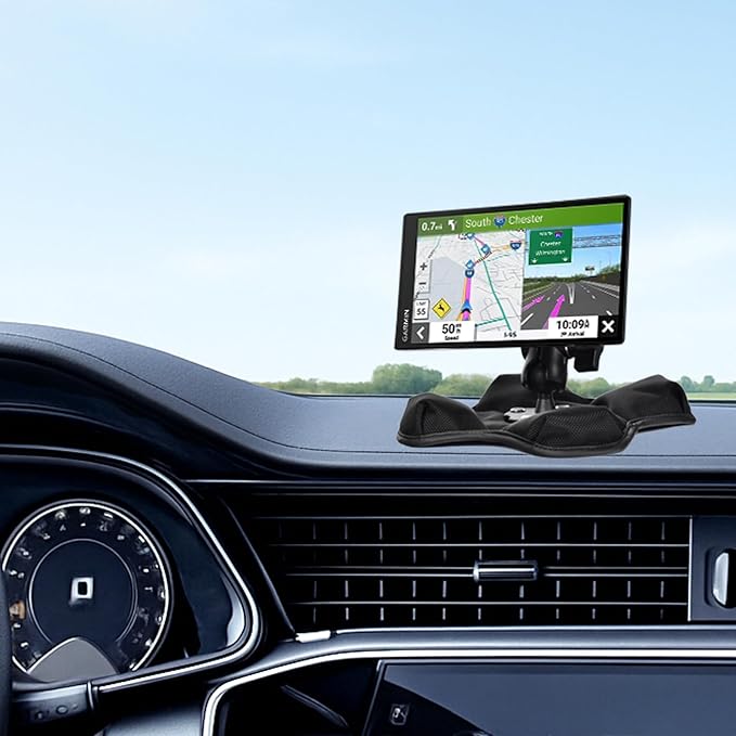 VAUBORTTI GPS Dashboard Beanbag Mount, 1" Ball Double Socket Aluminum Arm with 25mm to 17mm Adapter, Fits Garmin Drive, DriveSmart, Nuvi, Dezl GPS with 17mm Socket, Portable Non-Slip Friction Base