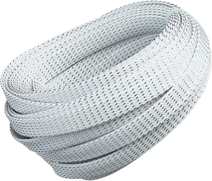 Aicosineg 32.8ft PET Flexible Braided Cable Sleeve 0.47inch Width Wire Loom Sleeving and Organizer Flexible Wire Mesh Sleeve for TV Audio PC Cords from Pets Chewing Silver