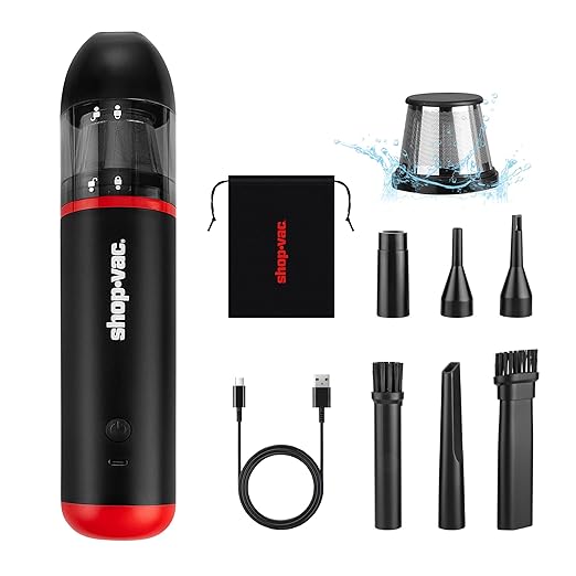 Shop-Vac 2-in-1 Car Vacuum & Air Duster, 14000Pa Blow/Suction Portable Cordless Vacuum, Mini Blower, Handheld & Lightweight with 6 Nozzles, Type-C Rechargeable for Auto/Home/Office