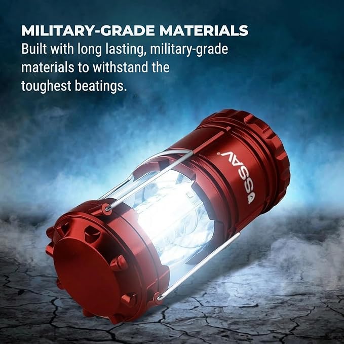 2 Pack LED Camping Lantern, LED Lanterns, Suitable Survival Kits for Hurricane, Emergency Light for Storm, Outages, Outdoor Portable Lanterns, Red, Collapsible | Batteries Included
