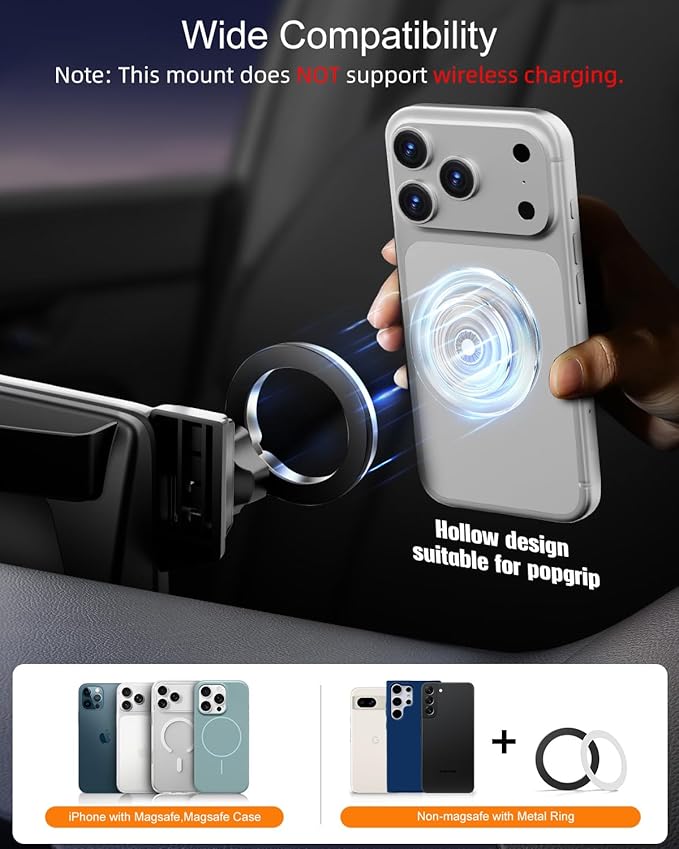 pop-tech Magnetic Phone Holder for Honda Civic 11th Gen 2022 2023 2024 2025 2026, 360° Car Screen Phone Mount Made for Civic Hatchback Sedan Touchscreen, Compatible with Magsafe iPhone Accessories