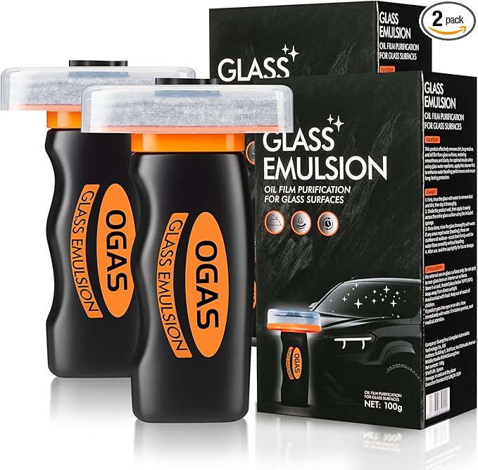 Glass Emulsion Cleaner,Car Oil Film Cleaner,Handle Oil Film Remover&Windshield Cleaner For Cars Window, Glass Emulsion, Crystal Clear View