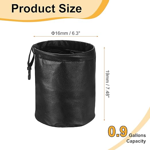 HARFINGTON 3 Packs Car Trash Can 0.9 Gallon Foldable Leak-Proof Garbage Organizer Portable Hanging Waterproof Truck Trash Bins for Van Automotive Vehicle Front Seat, Black