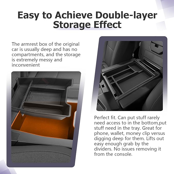 LUWU Center Console Organizer Compatible with 2019-2022 2023 2024 2025 2026 Chevy Silverado/GMC Sierra 1500 & 2020-2026 Chevrolet Silverado/Sierra 2500HD 3500HD 2PCS (Split-Bench Folding Seat)